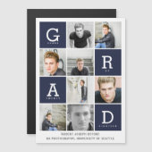 Navy blue modern afstuderen voor fotocollage (Voorkant / Achterkant)