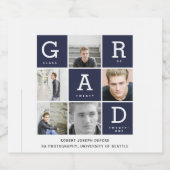 Navy blue modern afstuderen voor fotocollage bier etiket (Enkel label)