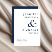 Navy Blue Modern Ampersand Typography Wedding Save The Date