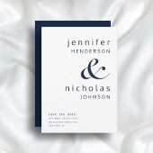 Navy Blue Modern Ampersand Typography Wedding Save The Date