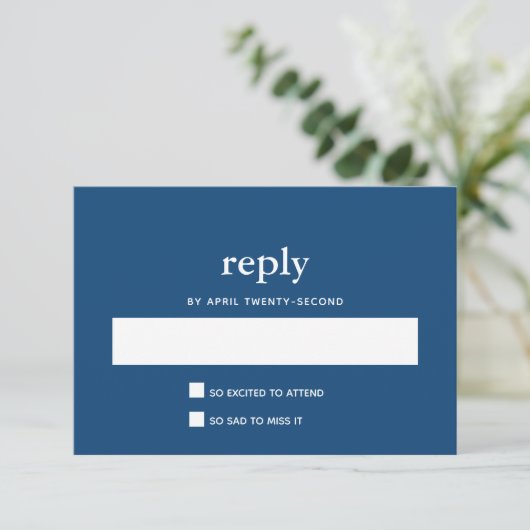 Navy Blue Modern Bar Mitzvah II Briefkaart Antwoor (Staand voorkant)