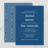 Navy Blue Modern Bar Mitzvah II Kaart (Voorkant / Achterkant)