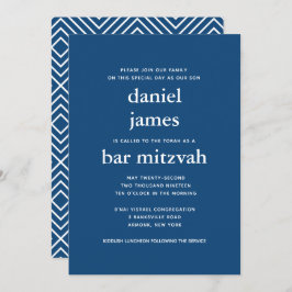Navy Blue Modern Bar Mitzvah II Kaart