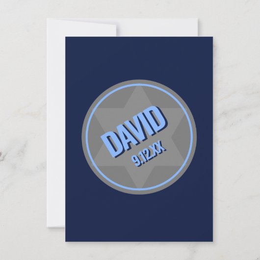 Navy Blue Modern Bar Mitzvah Save the Date Kaart (Achterkant)