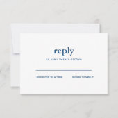 Navy Blue Modern Bar Mitzvah White Reply Kaart (Voorkant)