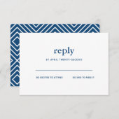 Navy Blue Modern Bar Mitzvah White Reply Kaart (Voorkant / Achterkant)