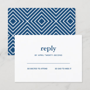 Navy Blue Modern Bar Mitzvah White Reply Kaart