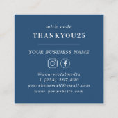 Navy Blue Modern Bold Typography Small Business Kortingskaartje (Achterkant)
