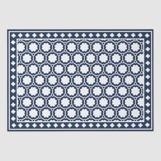 Navy Blue Modern Bone Inlay Decoupage Paper Tissuepapier (Voorkant)