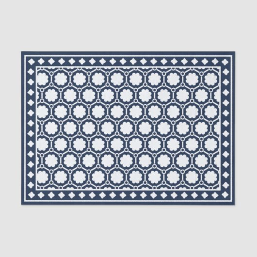 Navy Blue Modern Bone Inlay Decoupage Paper Tissuepapier (Voorkant)