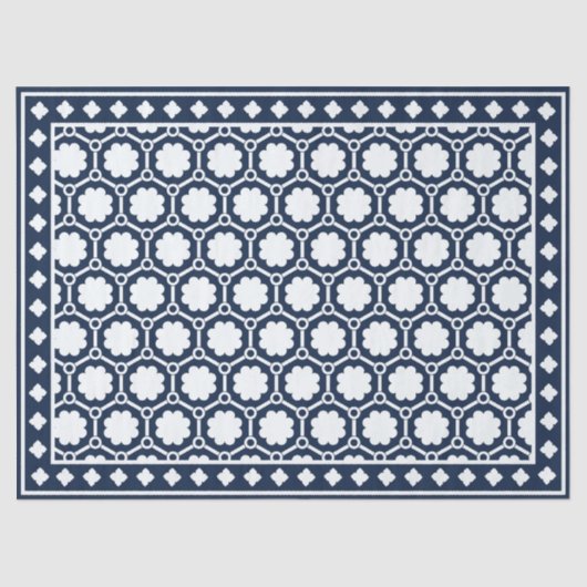 Navy Blue Modern Bone Inlay Decoupage Paper Tissuepapier (Voorkant)