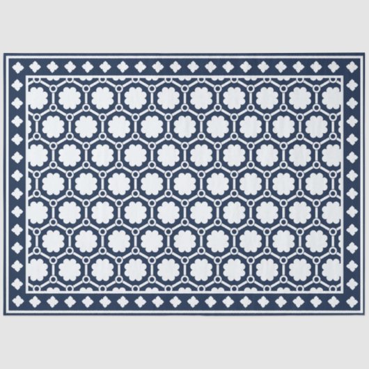 Navy Blue Modern Bone Inlay Decoupage Paper Tissuepapier (Voorkant)