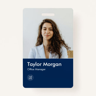 Navy Blue Modern Business ID-Kaart | medewerkerspa Badge
