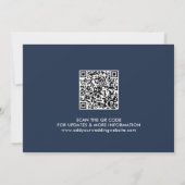 Navy Blue Modern Calligraphy Scannable QR Code Save The Date (Achterkant)