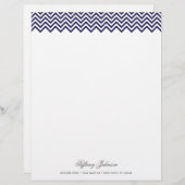 Navy Blue Modern Chevron Border Briefhoofd (Voorkant / Achterkant)