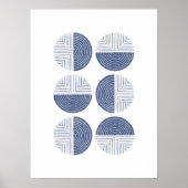 Navy Blue Modern Circle Geometric Art Print Poster (Voorkant)