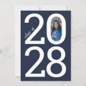 Navy Blue Modern Class Jaar van & Foto Afstuderen Aankondiging (Voorkant)