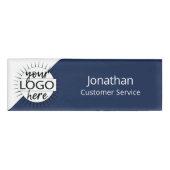 Navy Blue Modern Custom Logo Magnet Employee Naambadge (Voorkant)