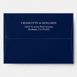 Navy Blue Modern Custom Wedding 5x7 Envelop
