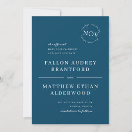 Navy Blue Modern Date Seal Sla de datum op Save The Date