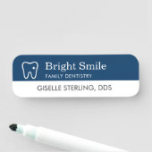 Navy Blue Modern Dentist Tooth Office Naamplaatje (In situ)