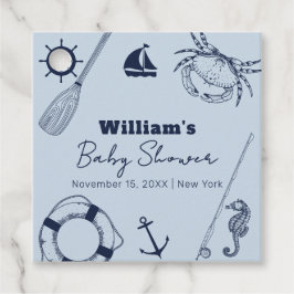 Navy Blue Modern Elegant Gevist Boy Baby shower Bedankjes Labels