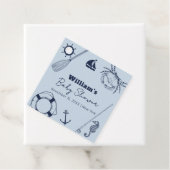 Navy Blue Modern Elegant Gevist Boy Baby shower Bedankjes Labels (In situ)
