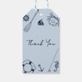 Navy Blue Modern Elegant Gevist Boy Baby shower Cadeaulabel (Achterkant)