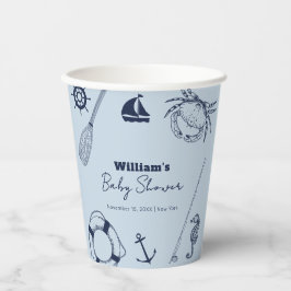 Navy Blue Modern Elegant Gevist Boy Baby shower Papieren Bekers