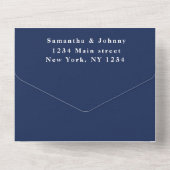 Navy Blue Modern Elegant Simple Photo Wedding All In One Uitnodiging (Achterkant)