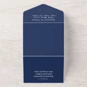 Navy Blue Modern Elegant Simple Wedding All In One Uitnodiging (Buitenkant)
