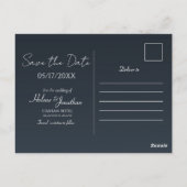 Navy Blue Modern Floral Elegant Bold Save the Date Briefkaart (Achterkant)