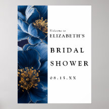 Navy Blue Modern Floral Vrijgezellenfeest Welkomst