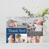 Navy Blue Modern Foto's Baby shower Hartelijk dank Bedankkaart (Staand voorkant)
