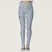 Navy Blue Modern Geometric Pattern Leggings (Voorkant)