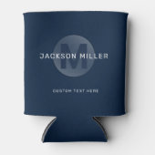 Navy blue modern, gepersonaliseerd monogram blikjeskoeler (Voorkant)
