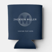 Navy blue modern, gepersonaliseerd monogram blikjeskoeler (Achterkant)