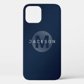 Navy blue modern, gepersonaliseerd monogram Case-Mate iPhone case (Achterkant)