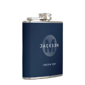 Navy blue modern, gepersonaliseerd monogram heupfles (Rechts)