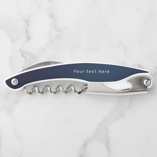 Navy blue modern, gepersonaliseerd monogram kurkentrekker (Achterkant)