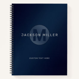 Navy blue modern, gepersonaliseerd monogram notitieboek