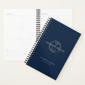 Navy blue modern, gepersonaliseerd monogram  planner (Display)