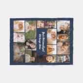 Navy Blue Modern Gepersonaliseerde 16 Fotocollage Fleece Deken (Voorkant (Horizontaal))