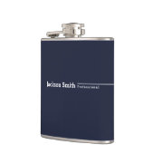 Navy blue modern gepersonaliseerde minimalistische heupfles (Links)