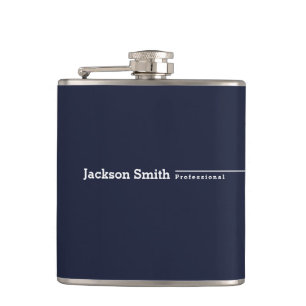 Navy blue modern gepersonaliseerde minimalistische heupfles