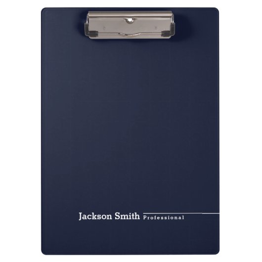 Navy blue modern gepersonaliseerde minimalistische klembord (Voorkant)