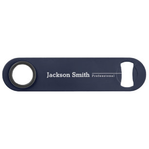 Navy blue modern gepersonaliseerde minimalistische speed flessenopener