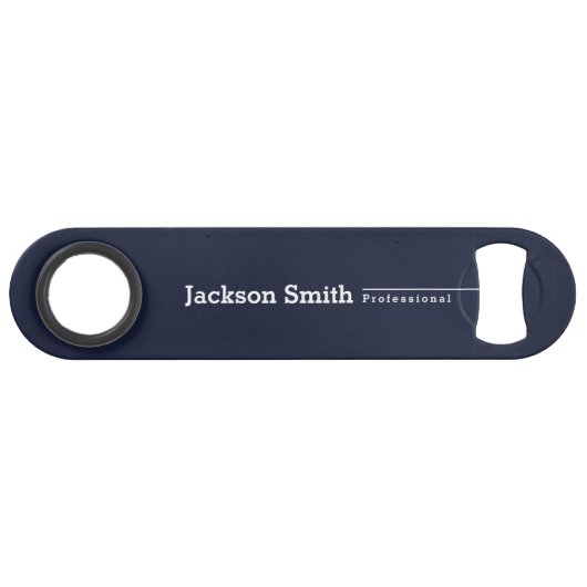 Navy blue modern gepersonaliseerde minimalistische speed flessenopener (Voorkant (Horizontaal))