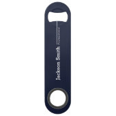 Navy blue modern gepersonaliseerde minimalistische speed flessenopener (Achterkant)