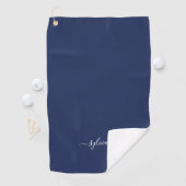 Navy Blue Modern Girly Monogram Naam Golfhanddoek (Insitu)